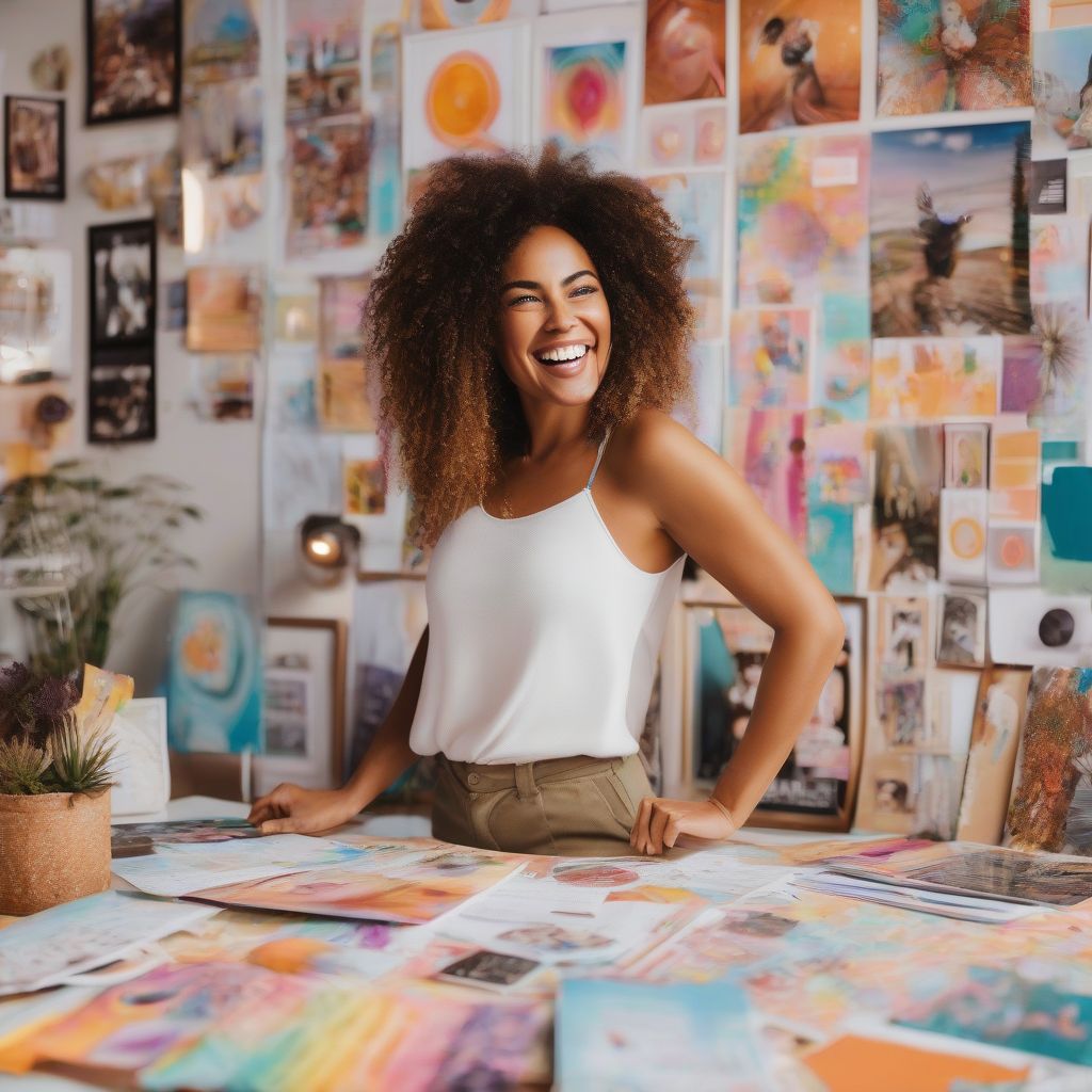 Woman Manifesting Success with a Vision Board